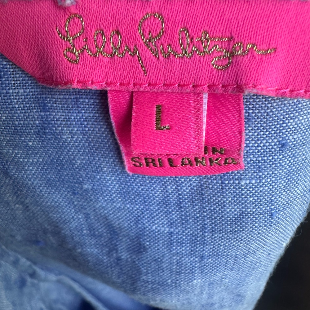Lilly Pulitzer‎ Blue Ruffled Sleeveless Blouse L - Picture 5 of 8